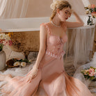 Sensual Mesh Lace Strap Nightgown Peach Passion