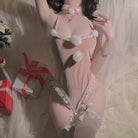 Role-playing Bunny Girl Christmas Costume Seductive Bodysuit with Open Crotch Peach Passion