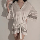 Satin Patchwork Embroidered Sleepwear for Women Peach Passion