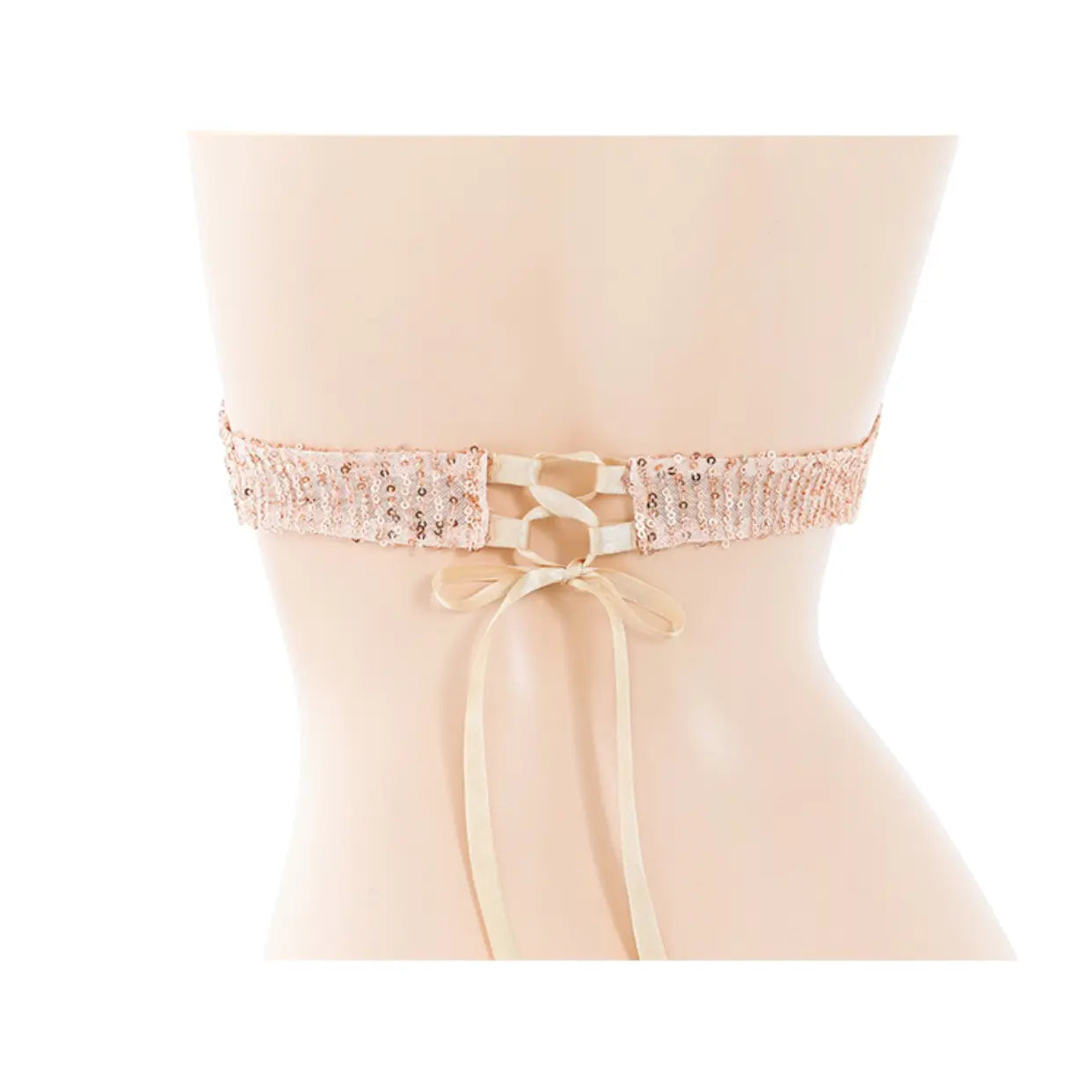 Shiny Sequined Crisscross Separates - Peach Passion