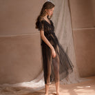 Mesh Long Sheer Temptation Nightgown Peach Passion