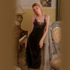 Velvet Lounge Set with Lace-Back Robe and Camisole Slip Dress Peach Passion
