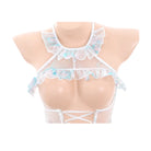 Floral Embroidery Sheer Bust Maid Costume Peach Passion