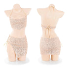 Shiny Sequined Crisscross Separates - Peach Passion