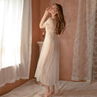 Mesh Long Sheer Temptation Nightgown Peach Passion