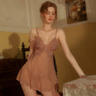 Sensual Sheer Backless Slip Nightgown Peach Passion