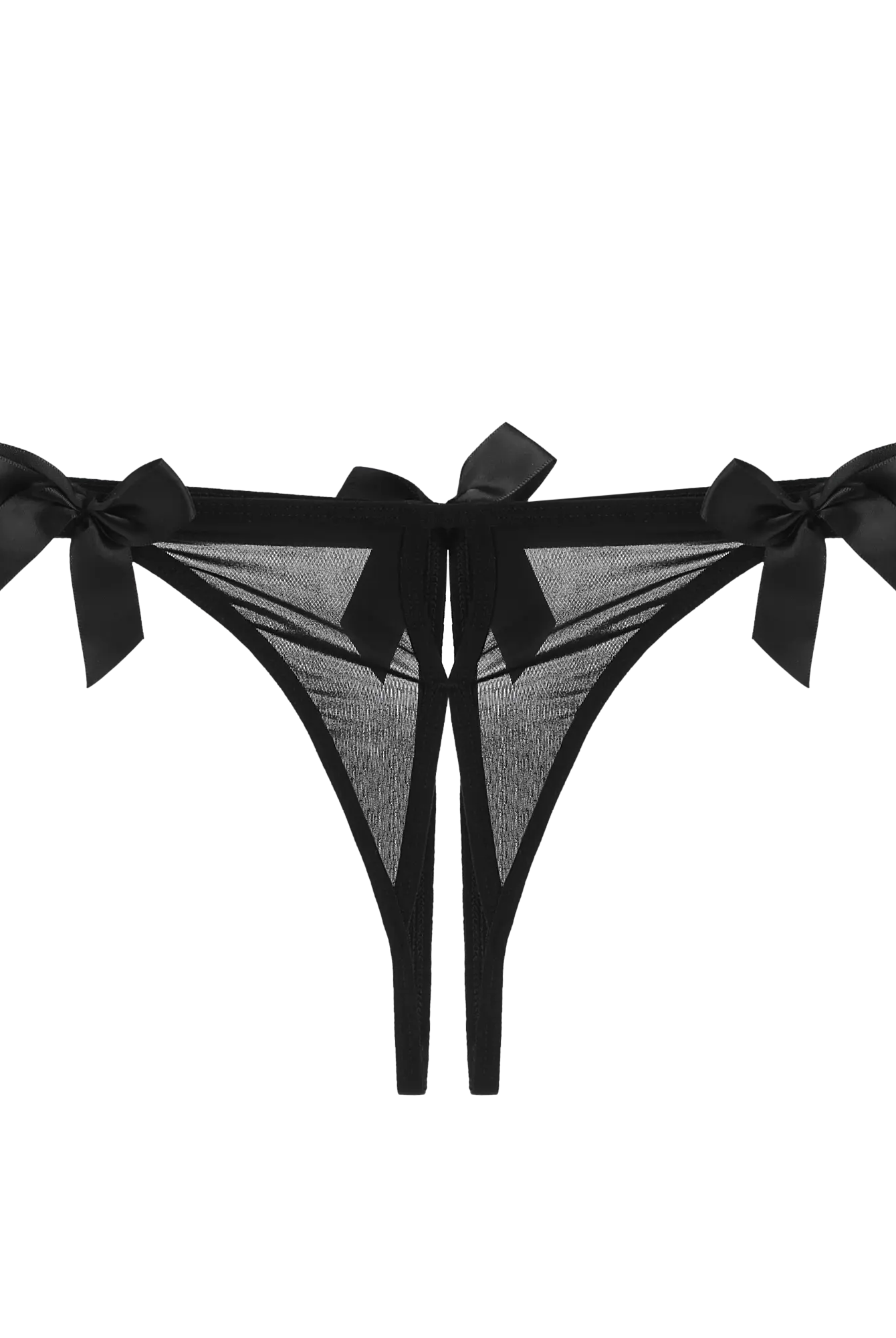 Seductive Hollow-Out Butterfly Bow Detail Sheer Cute Thong Peach Passion