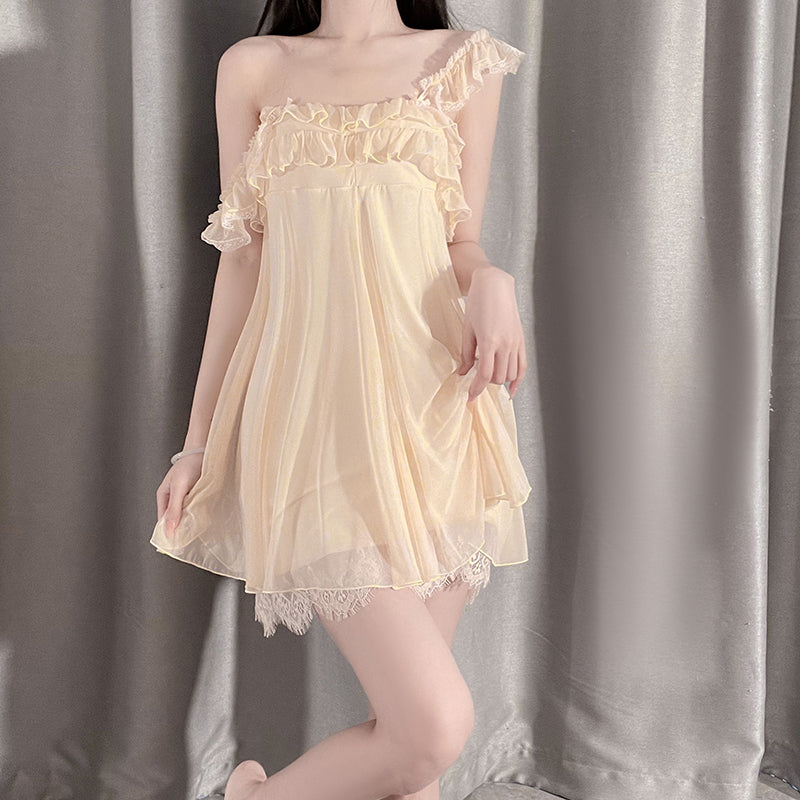 Sweet Mesh Perspective Camisole Nightgown Peach Passion