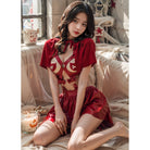 Halloween Red Riding Hood Costume - Sensual Velvet Open Bust | Peach Passion Peach Passion