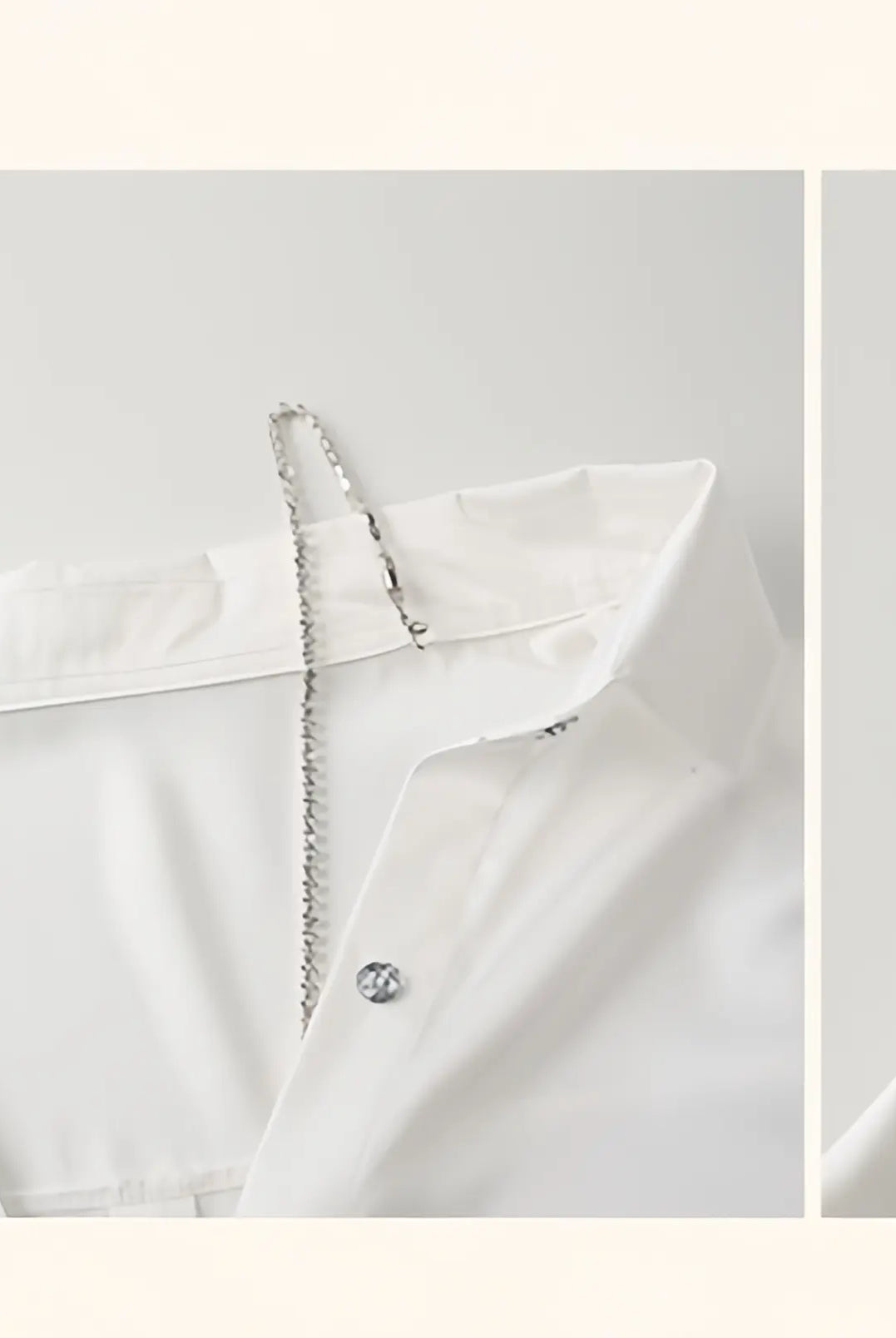 Sleek Satin Deep V-Neck Lingerie Shirt with Rhinestone Chain - Elegant Nightwear Set Peach Passion