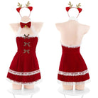 Strapless Backless Cute Christmas Reindeer Dress - Peach Passion