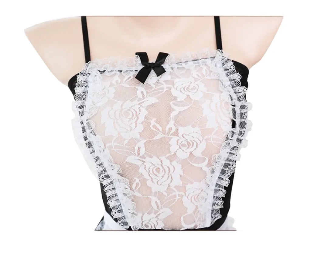 Rose Lace Sexy Maid Costume - Peach Passion