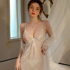 Pure Desire Lace Sheer Chiffon Set Peach Passion