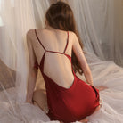 Sensual Open Back Strap Nightgown Set Peach Passion