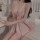 Pearl Strap Sheer Mesh Nightgown Peach Passion