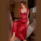 Sensual Mesh Lace Strap Nightgown Peach Passion