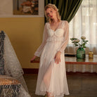 Sensual Mesh Lace Strap Nightgown Peach Passion