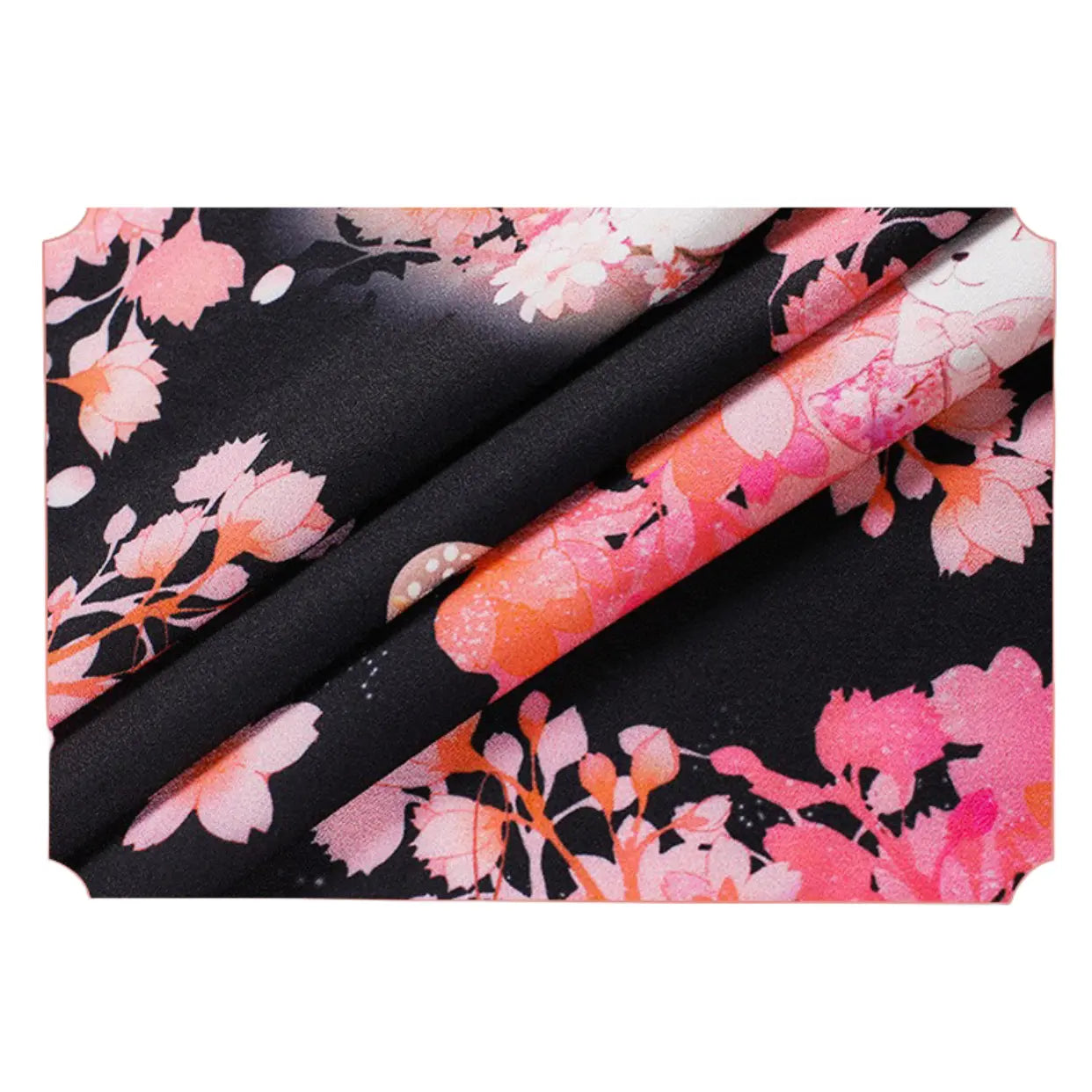 Japanese Cherry Blossom Cat Print Kimono - Peach Passion