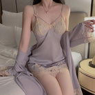 Lace Sweetheart Padded Strap Nightgown Set Peach Passion